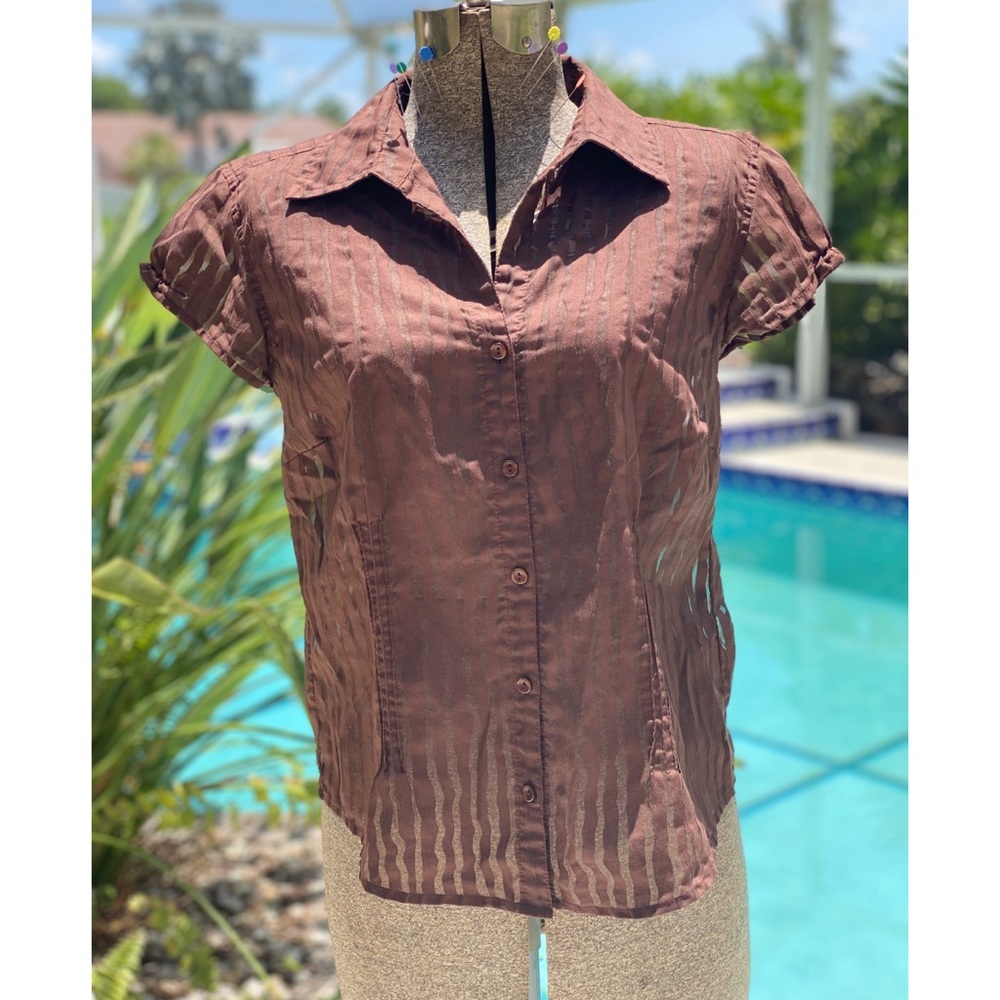 Brown Short Sleeve Button Down
